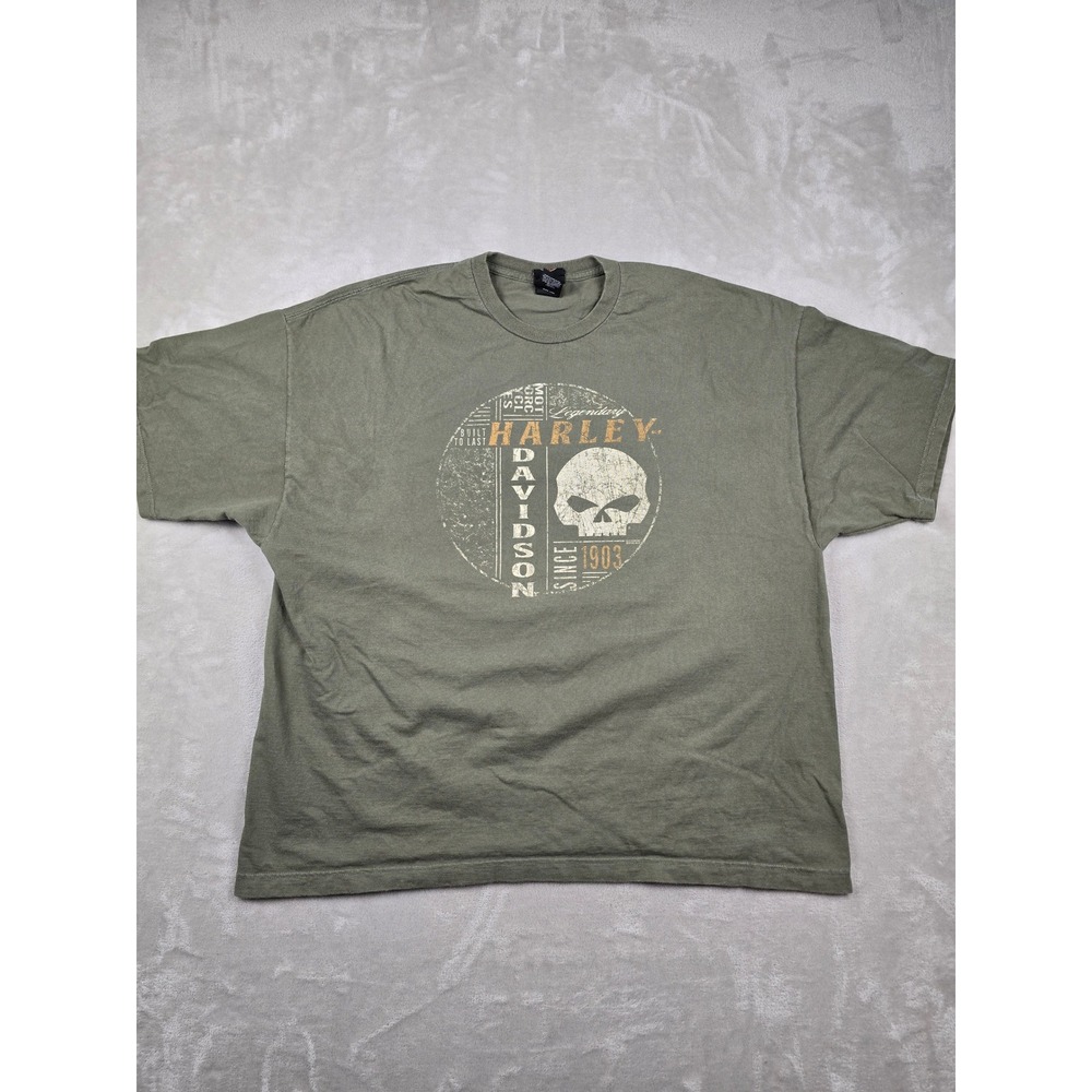 Harley-Davidson T-Shirt Mens 3XL Green Wild West Lubbock Texas Skull Graphic